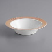 Gold Visions 12 oz. White Plastic Bowl with Rose Gold Lattice Design - 150/Case