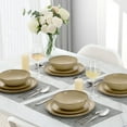 thumbnail image 2 of Vesteel Dinnerware Set, 12 Pieces Premium Stoneware Plates and Bowls Set for 4, Handmade Reactive Glaze Dishes for Home, Chip & Scratch Resistant, Microwave and Dishwasher Safe - Khaki, 2 of 10