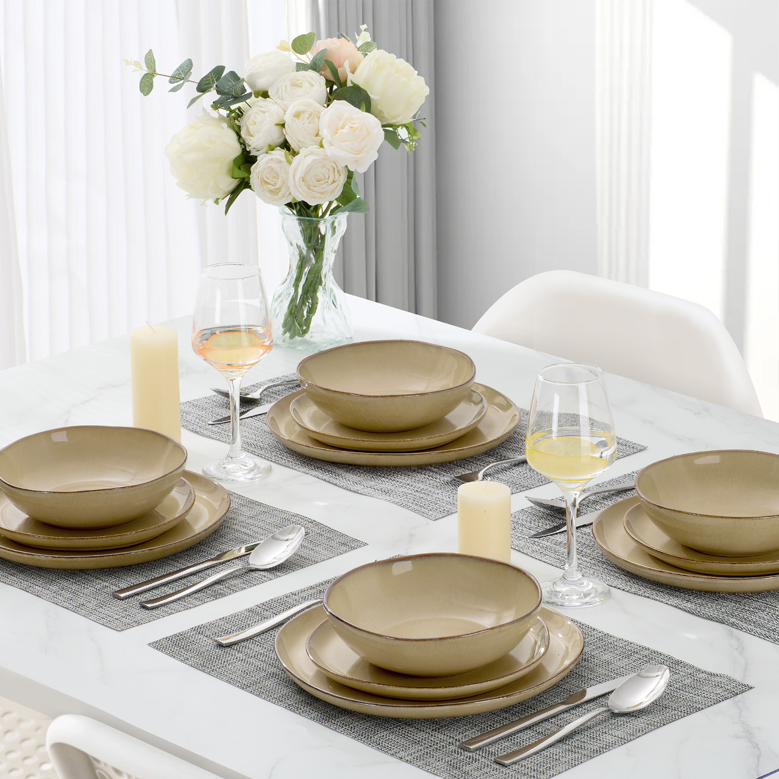Vesteel Stoneware Dinnerware Set, 12-Piece, Service for 4 photo 2