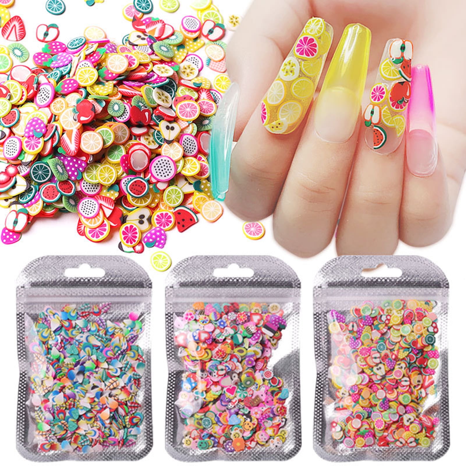 Soft Pottery 1000pcs Fruit Slices Filler for Nails Art Tips Slime Fruit for  Kids Lizun DIY Slime Accessories Supplies Decoration 