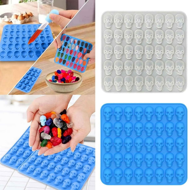 Fiudx Moldes de Hielo con Forma de Calavera, Bandeja Flexible de 40 Piezas, Material Apto para Uso Alimentario Sin Bpa, Cubitos de Hielo de Fusión Lenta, Perfectos para Cócteles, Fiestas de Halloween