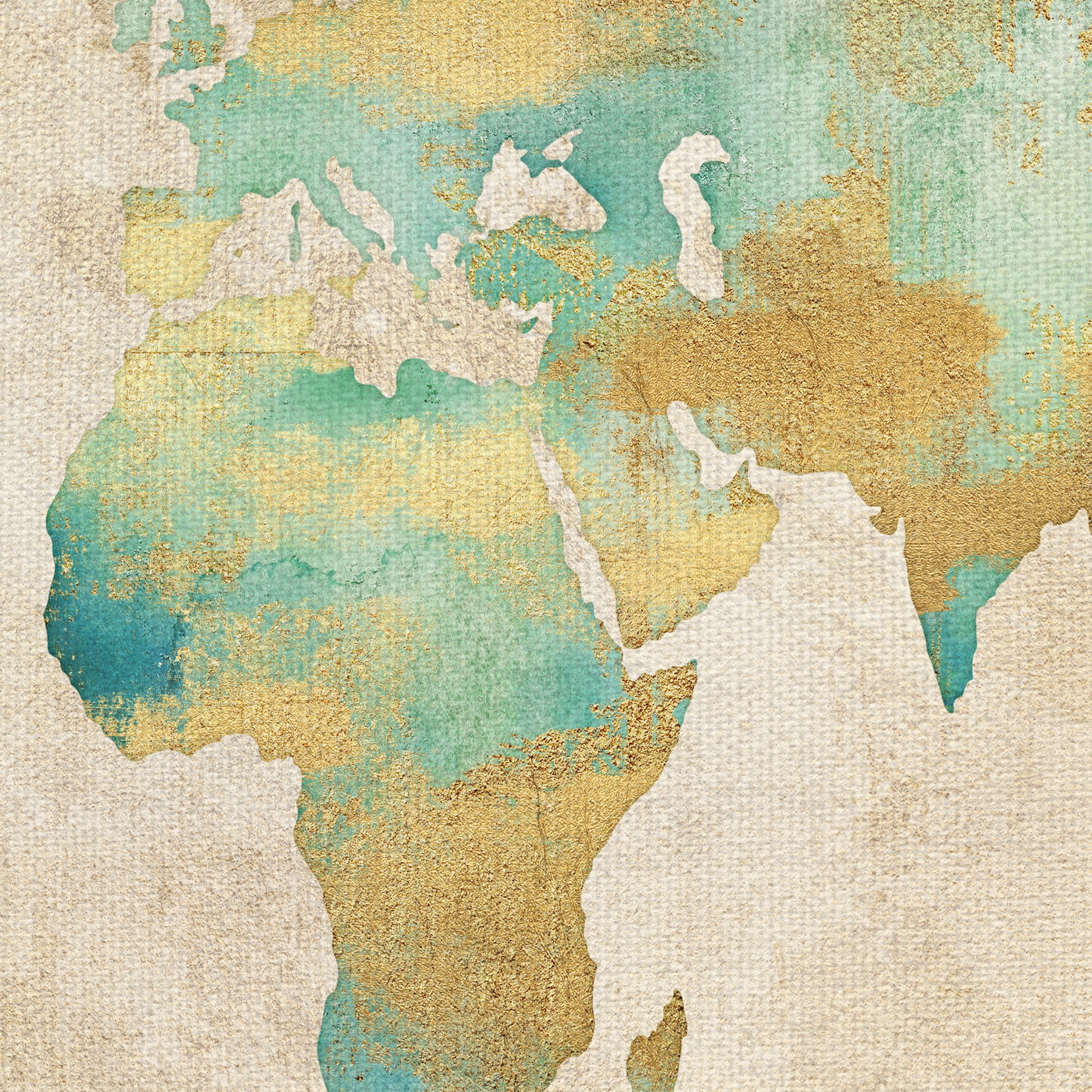 Masterpiece Art Gallery Golden World Map By Willowbrook Fine Art Canvas Art Print 24" x 36"