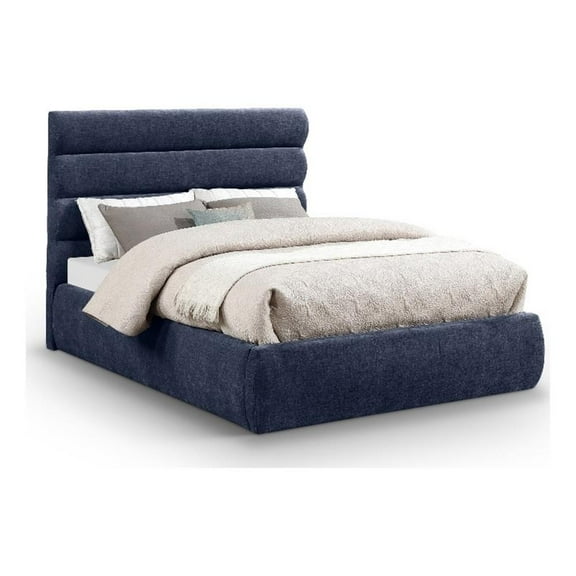 Meridian Furniture Adam Navy Chenille Fabric Full Bed