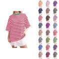 thumbnail image 1 of T-shirt Rayé pour Femmes 2026 Été Tendance Manches Courtes Col Rond Confortable Léger, 1 of 4