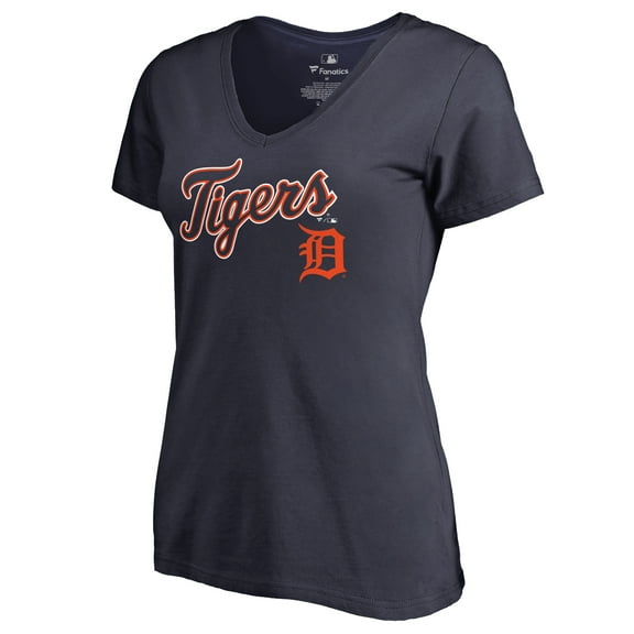 Women's Navy Detroit Tigers Team Lockup T-Shirt