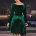thumbnail image 5 of Womens Wrap V Neck Long Sleeve Velvet Glitter A Line Cocktail Party Swing Fit and Flare Skater Mini Dress, 5 of 8