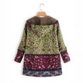thumbnail image 2 of Women Winter Down Coat Printed Hooded Pockets Warm Fleece Floral Button Down Coat Jacket, 2 of 6