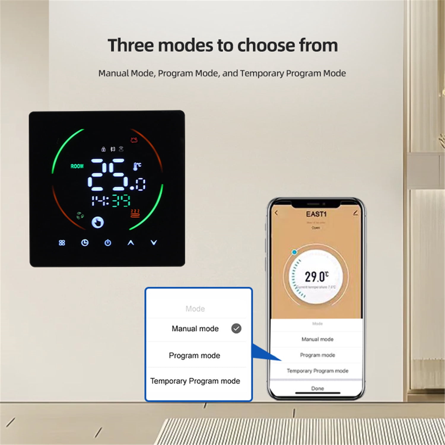 EAST2 Thermostat WIFI Intelligent Underfloor Heating Thermostat 3A/16A Electric Underfloor Heating Wall Furnace Thermostat With Humidity Weather