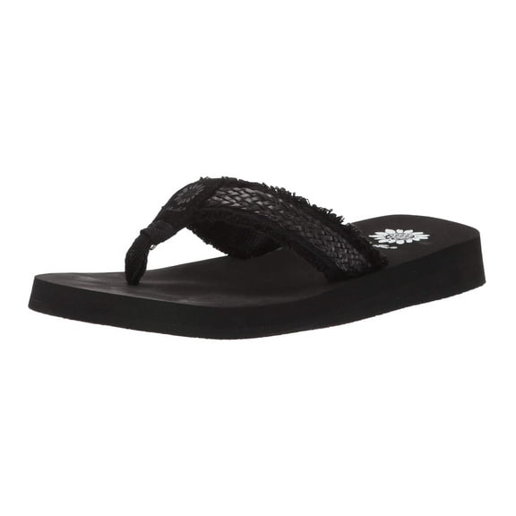Yellow Box Fianni Flat Slip On Slide Thong Sandal Black (Black, 6)