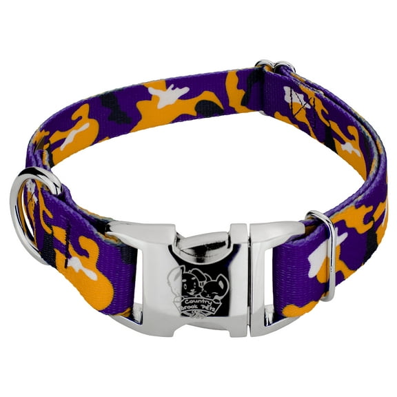 Country Brook Petz® Premium Purple and Gold Camo Dog Collar Limited Edition, Medium
