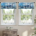 thumbnail image 2 of LALILO Kitchen Curtain Valance Water Color Art Watercolor Blue Rod Pocket Window Curtain 52"x 18" Set of 2, 2 of 7