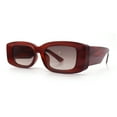 thumbnail image 4 of Womens Beveled Rectangle Mod Thick Plastic Fashion Sunglasses Burgundy - Smoke, 4 of 8