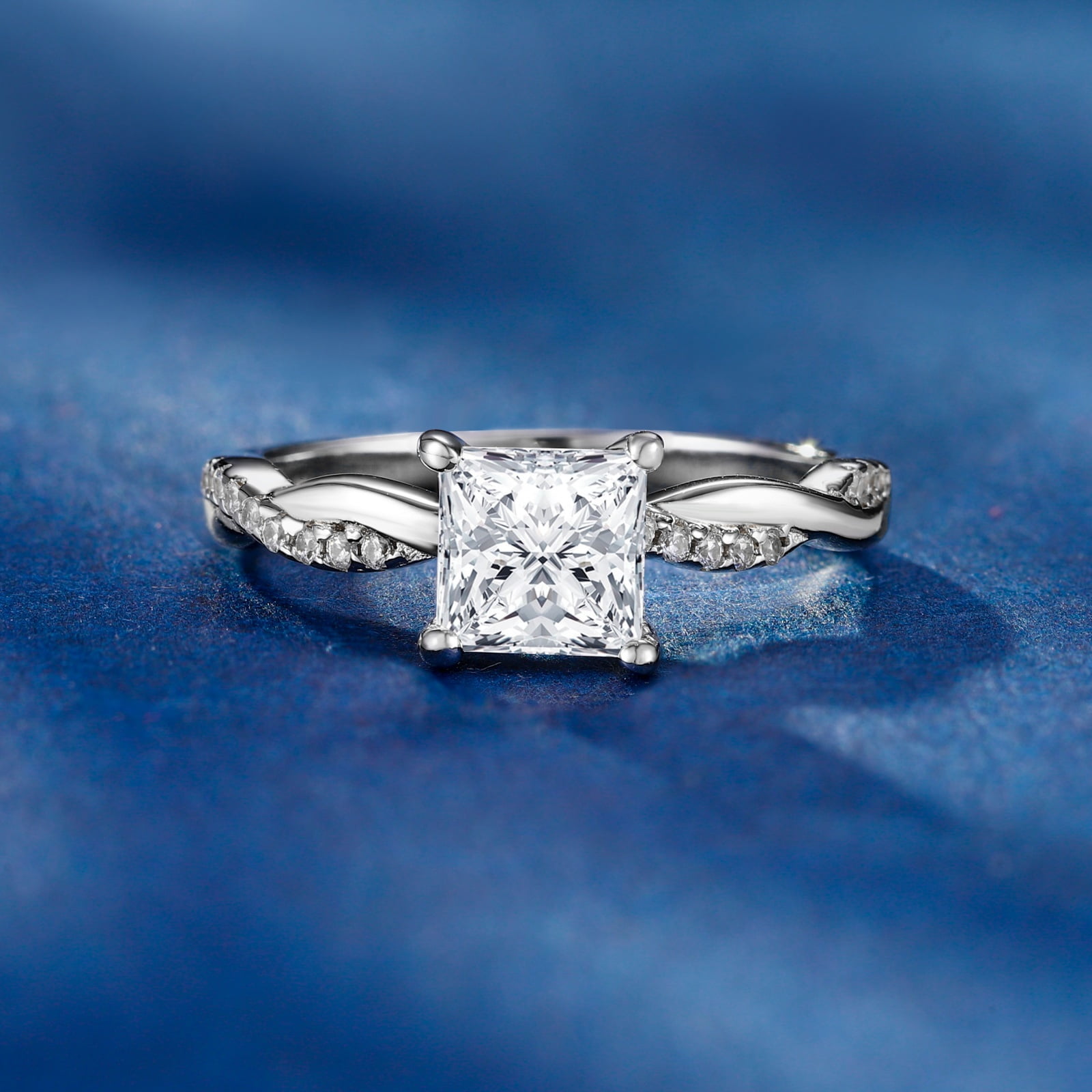 SFTING Engagement Rings for Woman 925 Sterling Silver Wedding Woman Rings 5A CZ Princess Cut Size 8
