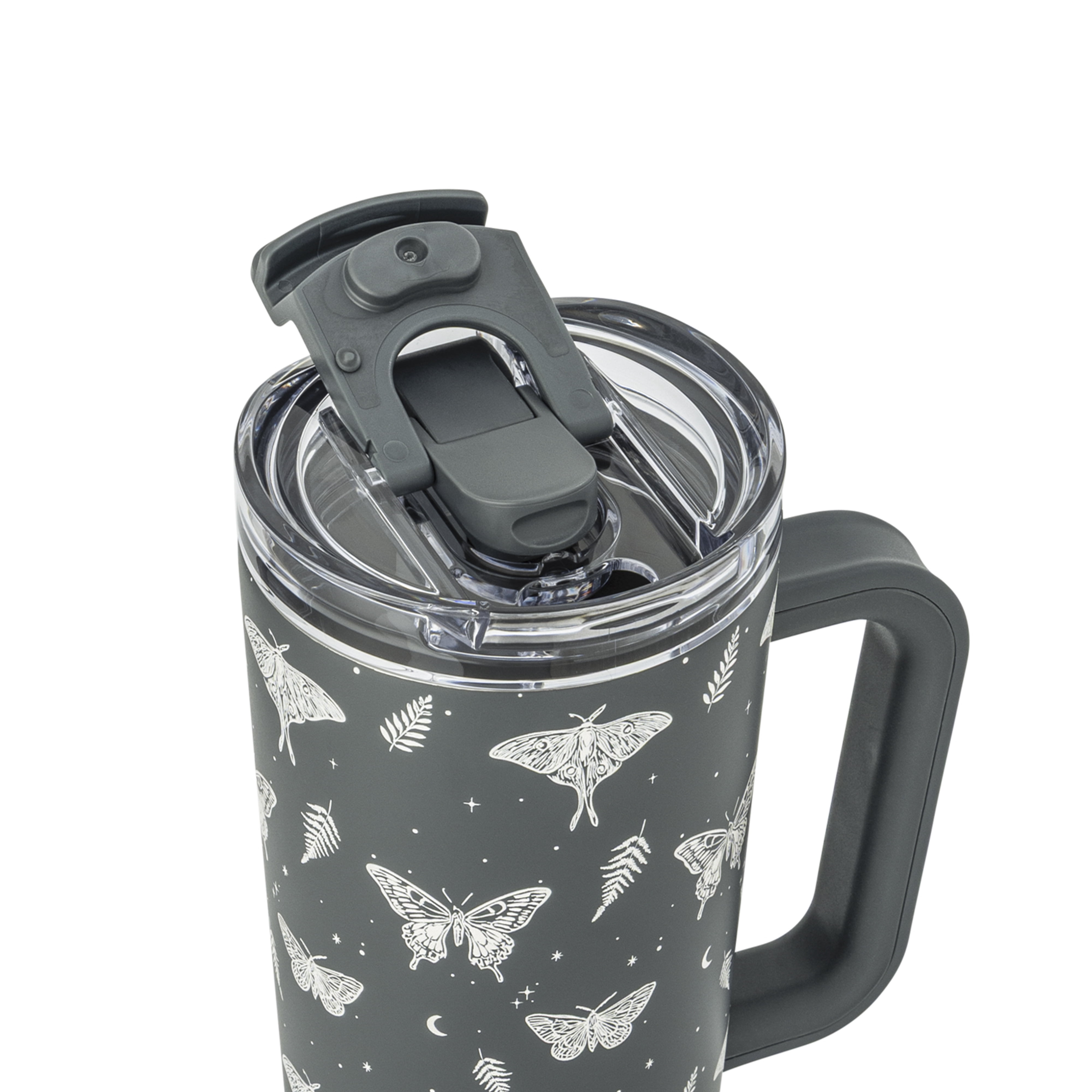 Thyme & Table 24oz Stainless Steel Luna Tumbler with Handle and Dual Straw Lid, Moth
