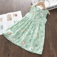 thumbnail image 3 of MHZLDYZ Summer Dress for Girls Summer Girls Dress Casual Princess Dresses Sleeveless Floral Print Kids Cotton Beach Dress Kids Dresses 5T Dresses for Girls(Green,140), 3 of 5