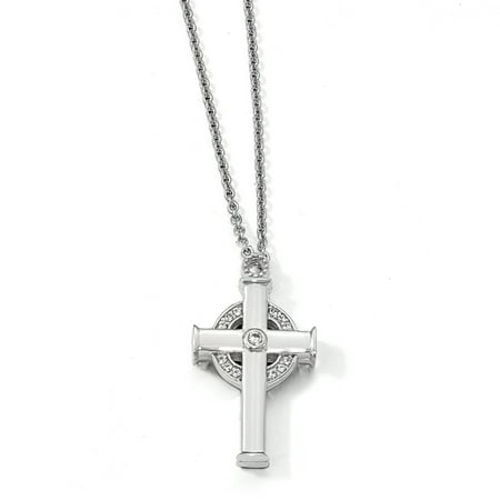 - Sterling Silver Created W. Sapphire Magnet Celtic Cross 20 in Necklace