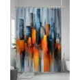 thumbnail image 5 of Blue Burnt Orange Stall Shower Curtain, Waterproof Shower Curtains for Bathroom, Modern Oil Painting Geometric Abstract Washable Fabric Cloth Bath Curtain for Bathtub with Hooks 36x72 Inches, 5 of 6