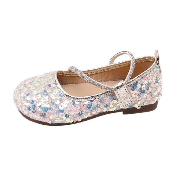 Elegyee Girls Party Princess Shoes Glitter Sequins Soft Sole Non Lightweight Sneakers