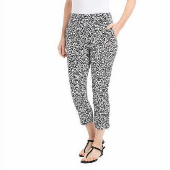 Hilary Radley Women's Pull On Capri  (Black & Off-White, Small)