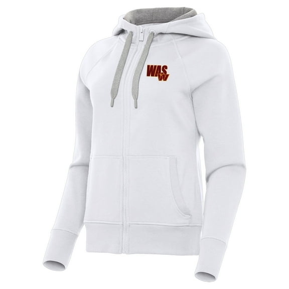 Women's Antigua White Washington Commanders Victory Full-Zip Hoodie