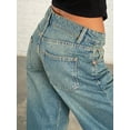 thumbnail image 6 of Cathery Women Jeans Low Rise Straight Leg Baggy Jeans Loose Boyfriends Jeans Fashion Denim Pants with Pockets Y2K 90s, 6 of 7