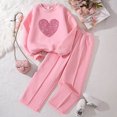thumbnail image 2 of SGMVNU Girls 2 Pieces Athletic Sweatsuit Sequin Heart Pattern Casual Sweatshirts and Pants Long Sleeve Pullover Outfits Sets, Size 6-7 Years, Pink-1, 2 of 9
