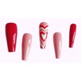 thumbnail image 2 of FCOGIN Long Coffin Acrylic False Nail, Press on Nail, Red, Pink, Heart, 24 Pieces, 2 of 6