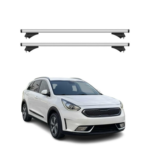 OMAC Cross Bars Roof Racks Aluminium for Kia NIRO 2017-2022 Grey Carrier 2 Pcs Anti-Theft for Travel Kayak Canoe Surf Ski Snowboard Camping