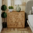thumbnail image 4 of COZAYH Burl Finish 3 Drawer Nightstand, Rustic Farmhouse Dresser with Metal Handles, Vintage Accent Wood Storage Bedside Table for Bedroom, Fully Assembled, Brown, 4 of 7
