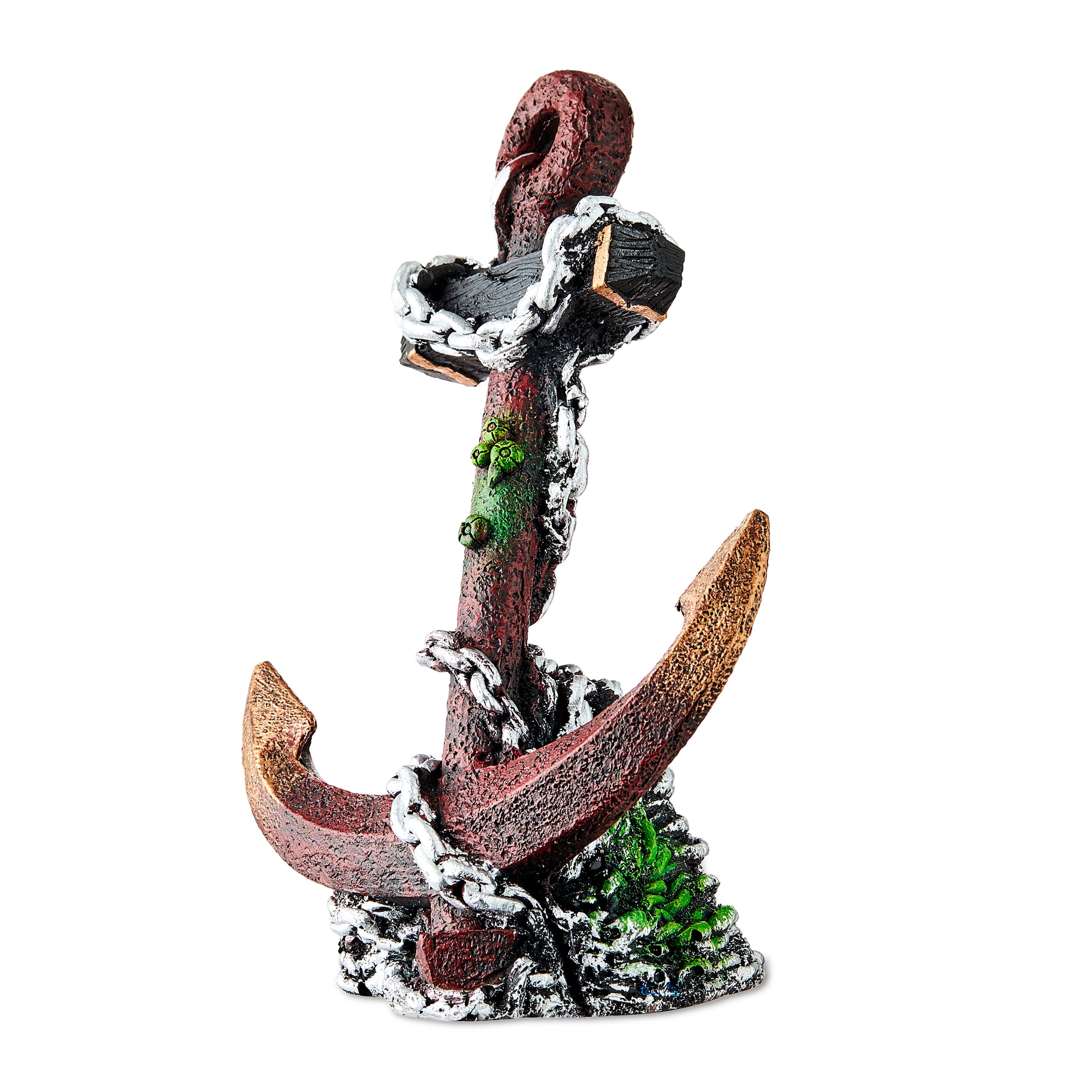 Vibrant Life Chain Anchor Polyresin Aquarium Decor, Bronze/Gold/Silver, 4.5" x 3.5" x 5.75"