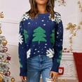 thumbnail image 2 of Odeerbi Winter Christmas Knit Sweater For Women Fashion Long Sleeve Round Neck 2025 Casual Pullove Sweater Tops Navy, 2 of 5