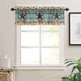 thumbnail image 7 of Western Texas Star Kitchen Curtains and Valances Set, Retro Turquoise Wooden Rustic Farmhouse Rod Pocket Window Valance Window Curtain Panels for Living Room Bedroom Laundry, 27.5x36in, 3 Pieces, 7 of 7