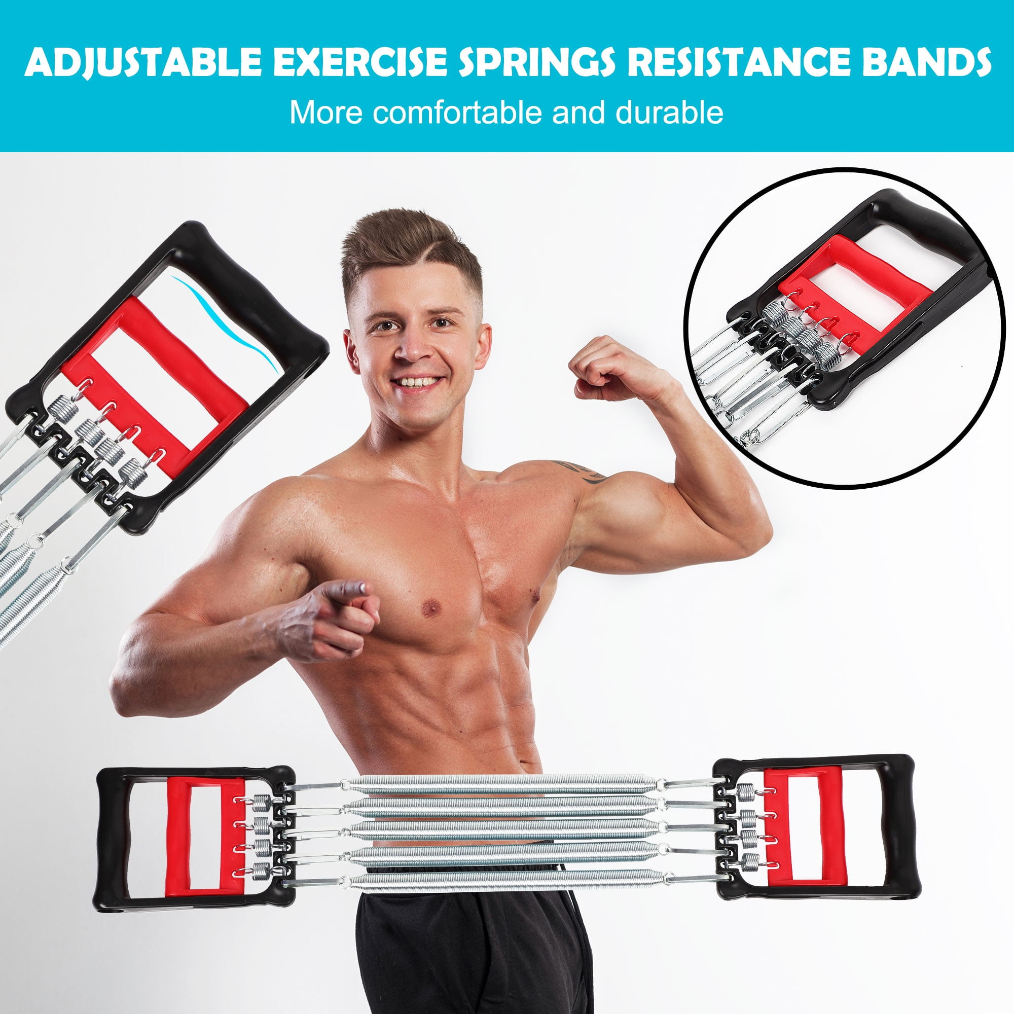 Plastic Handle 5 Springs Chest Arm Expander Pull Exerciser Equipment Red Black