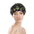 thumbnail image 3 of Kll Mardi Gras Fleur De Lis Pattern Shower Cap & Bath Cap For Women,Reversible Oversized Waterproof Shower Caps For All Hair Lengths,Elastic Reusable Bathing Hair Cap, 3 of 9