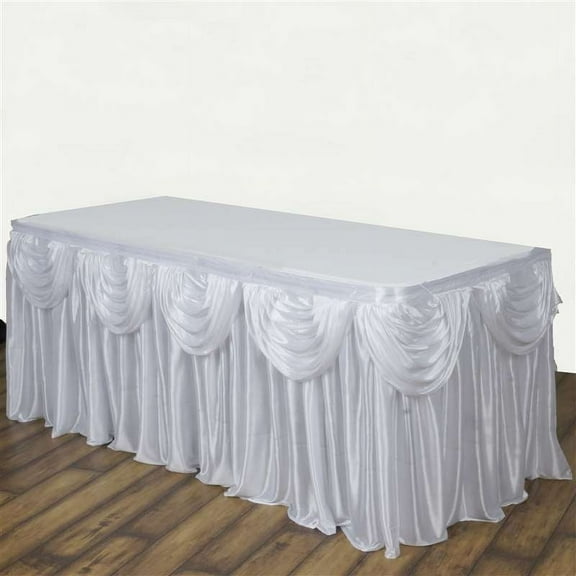 BalsaCircle 17 feet x 29" Satin Drape Banquet Table Skirt White