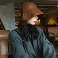 thumbnail image 4 of YooGuoGuo Women Wide Brim Fall Winter PU Leather Bucket Hat Waterproof Fishermen Cap, 4 of 7