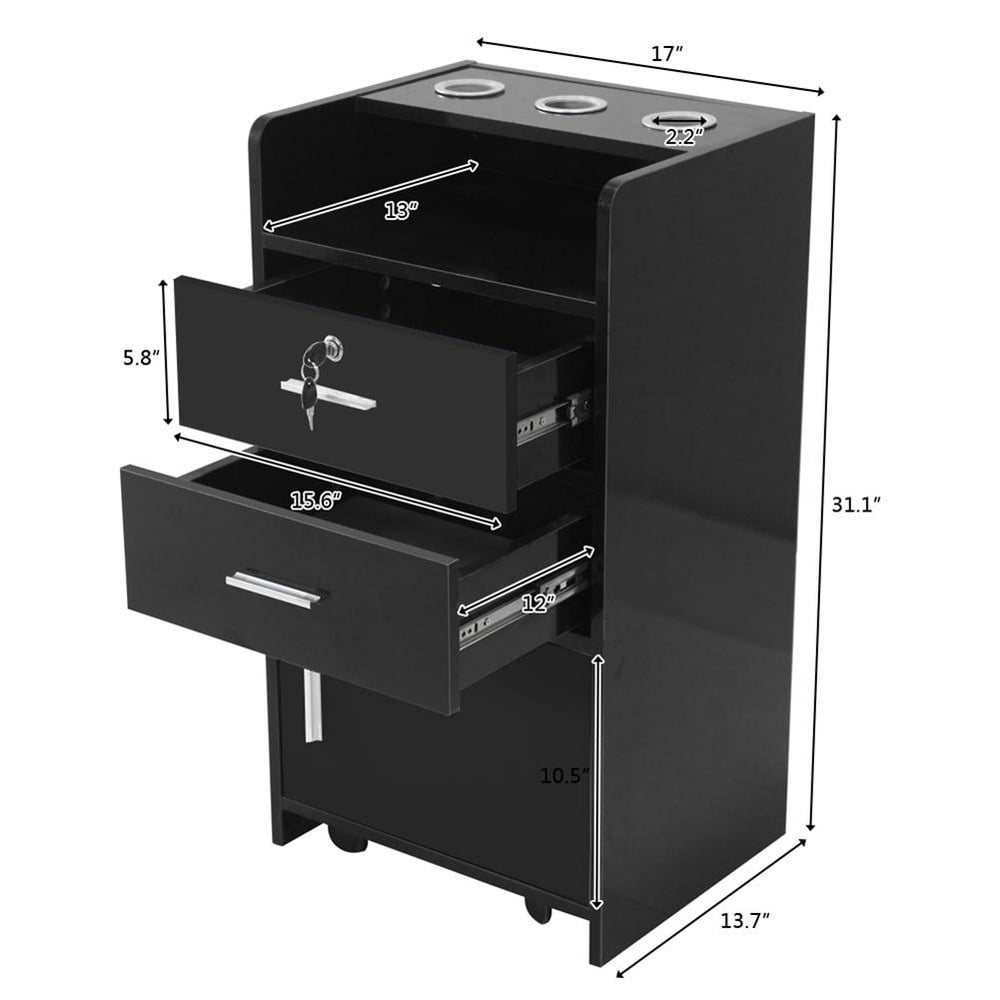 LYUMO Salon Wood Rolling Drawer Trolley Spa 3layer