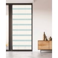 thumbnail image 2 of Window Privacy Film Aqua Striped Stained Glass Window Film Decorative Sun Block Window Cover Rustic Teal Stripe Modern Art Beige Window Clings Static Adhesive Sticker for Bathroom 35.4"x78.7", 2 of 7