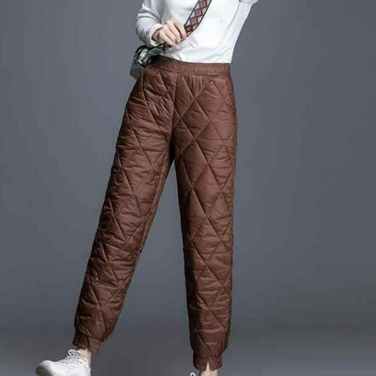  Women's Warm Down Cotton Pants, Winter Down Trousers Elastic  Waist Casual Plaid Sweatpants Padded Quilted Trousers : Clothing, Shoes &  Jewelry