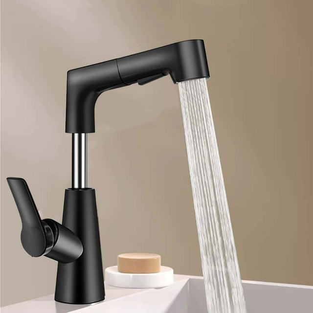 Washbasin Faucet Household Lifting And Pull-out Washbasin Bathroom Countertop Basin Hot And Cold Water Universal Joint