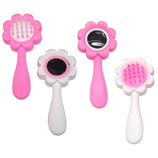 Accesorios de plástico para muñecas, maquillaje, peine, espejo, plato de cena, cuchara, tenedor, juego de casa de juegos para niños