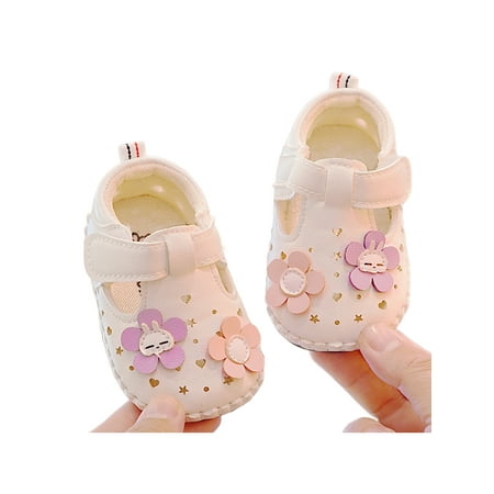 

Sanviglor Infant Crib Shoe Closed Toe Sandals Summer Shoes For First Walker Cartoon Cute Magic Tape Non-slip Beige 3C