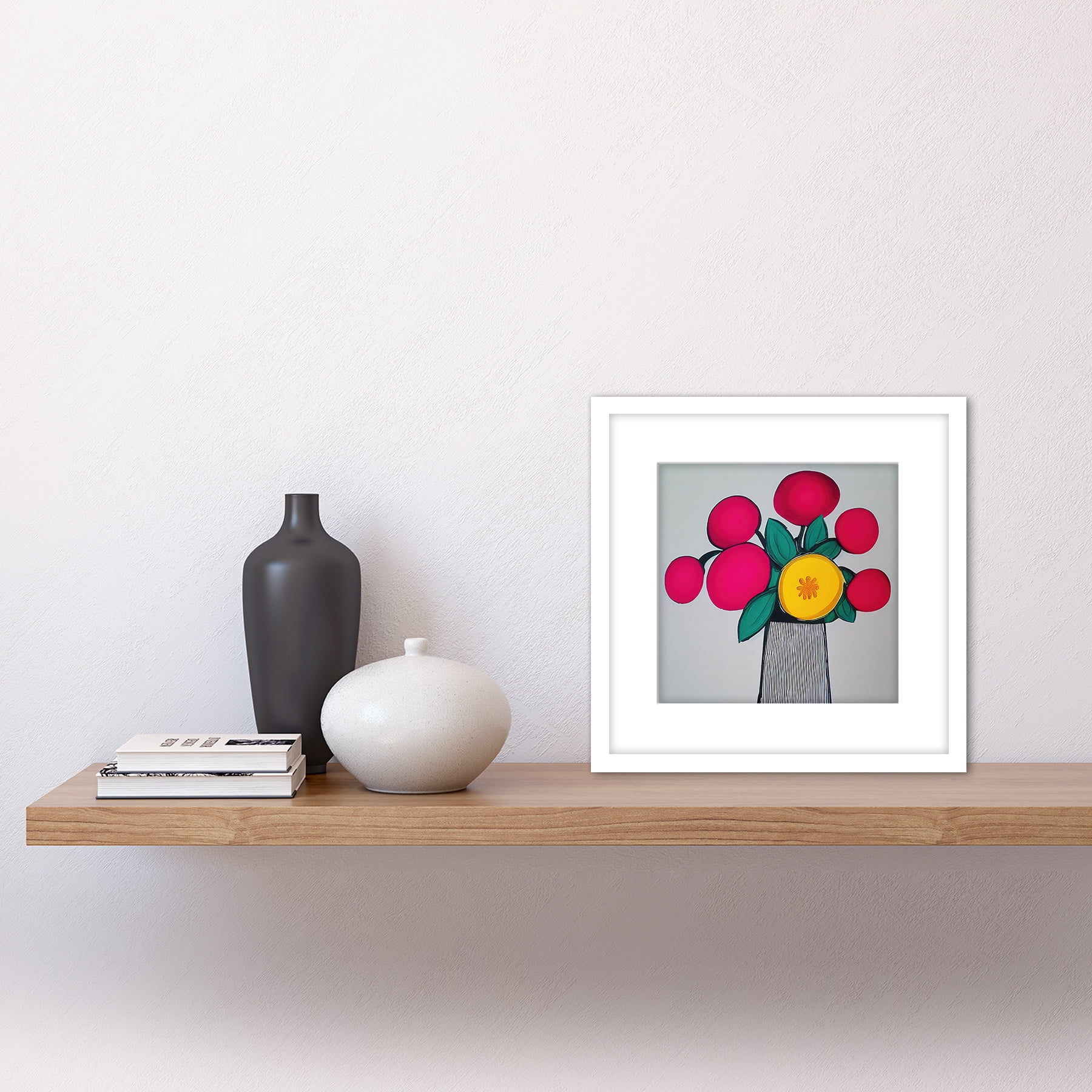 Wee Blue Coo Quadro Moderno Astratto Fiori E Vaso – Tela Premium 61x61 Cm, Fatta In Scozia
