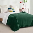thumbnail image 3 of Elegant Comfort Soft, Reversible Sherpa Blanket, Flannel Fleece Throw for Couch and Bed, Warm and Plush Winter Blanket, Twin, Hunter Green, 3 of 5