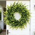 thumbnail image 4 of Corona de boj artificial para puerta principal | Corona de follaje artificial para decoración del hogar (interior y exterior) | Corona verde artificial realista para pared, ventana, porche, 4 of 7