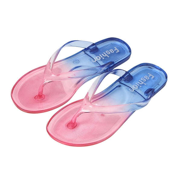 Anuirheih Slip on Sandals Women,Women's Sandwich Beach Sandals Outwear Mules Gradient Beach Shoes Herringbone Slippers(Blue)