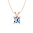 thumbnail image 4 of Clara Pucci 18K Rose Solid Hypoallergenic Gold 0.5Ct Blue Zircon Princess Cut Solitaire Designer Necklace Pendant For April, 4 of 7