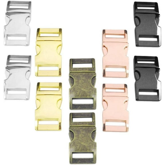10 Pack Metal 5/8"(15mm) Side Release Buckle for Paracord Bracelets Pets Collar Bag Backpack Strap Webbing Leather DIY Craft #FLQ102-15(Mix-s) Assorted Colors