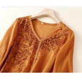 thumbnail image 4 of ClodeEU Women's Vintage Embroidered Lace Trim Elbow Sleeve Crop Top,Loose Fit Casual Blouse Orange,Womens Plus M, 4 of 6