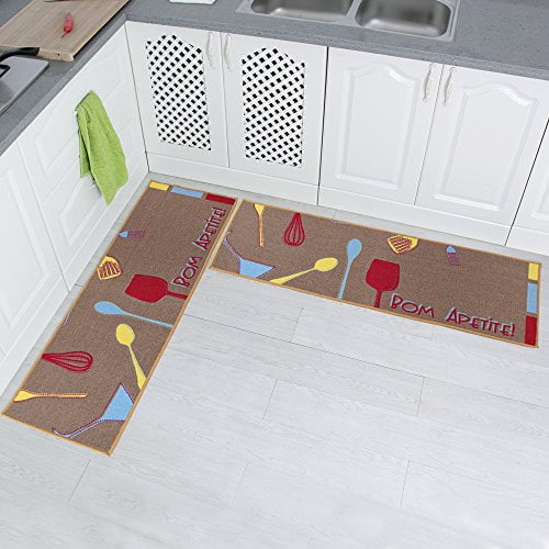 Carvapet 2 Pieces Kitchen Rug Set NonSlip Rubber Backing for